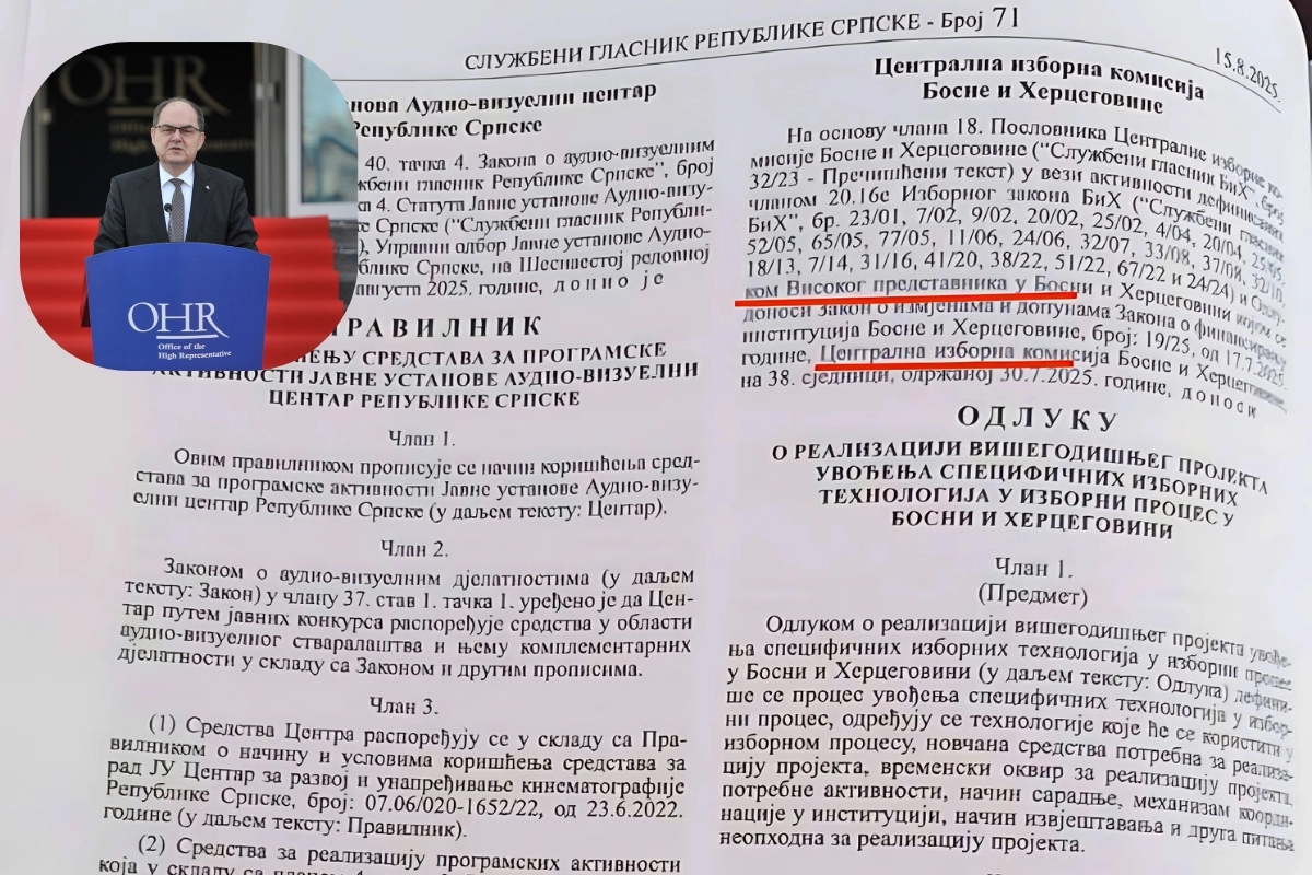 U entitetskom službenom glasniku objavljena odluka visokog predstavnika u BiH